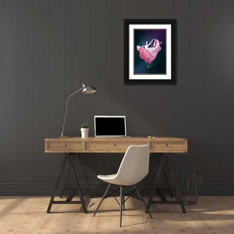The Pink Black Ornate Wood Framed Art Print with Double Matting by Meng, Mia