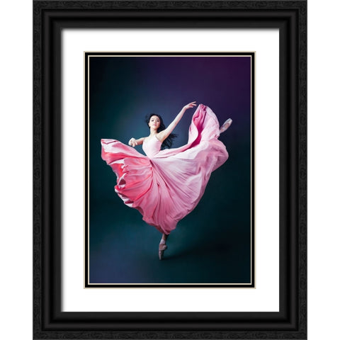 The Pink Black Ornate Wood Framed Art Print with Double Matting by Meng, Mia