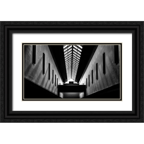 Triangles Black Ornate Wood Framed Art Print with Double Matting by Wong, Martin