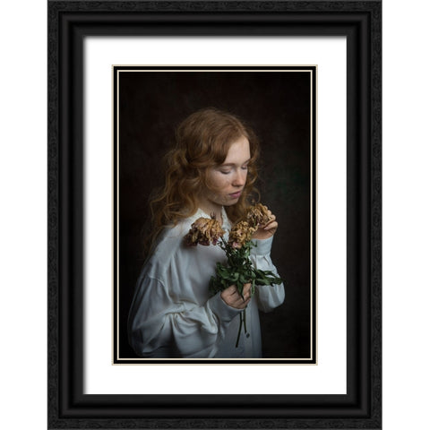 Withered Black Ornate Wood Framed Art Print with Double Matting by Franke, Ruth