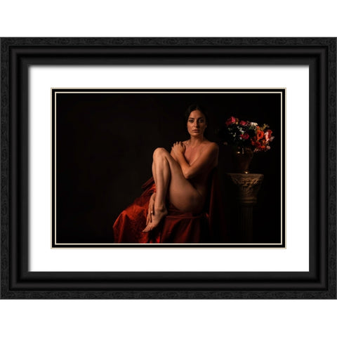 She Staring At Me Black Ornate Wood Framed Art Print with Double Matting by Raskin, Moris
