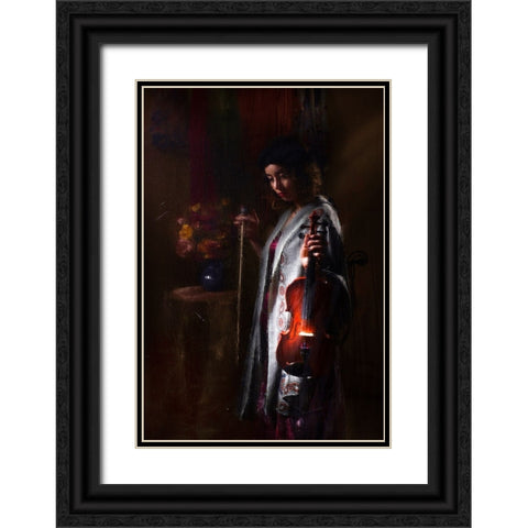 Musician Black Ornate Wood Framed Art Print with Double Matting by Marjanmashhadi