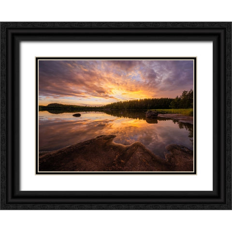 Forest Lake Black Ornate Wood Framed Art Print with Double Matting by Lindsten, Christian