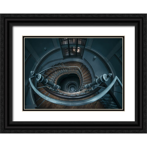Swirl Black Ornate Wood Framed Art Print with Double Matting by Derangowski, Lukasz