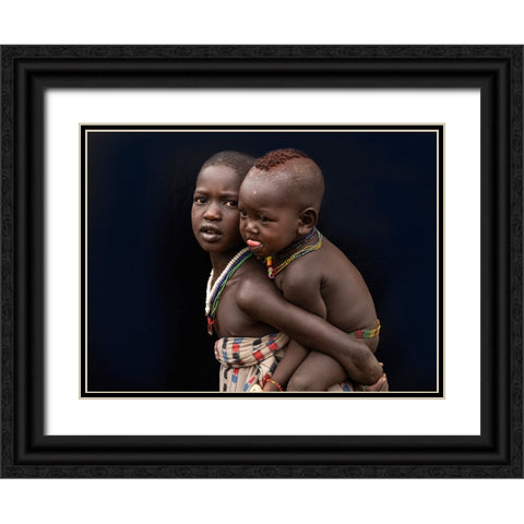 Fraternal Love Black Ornate Wood Framed Art Print with Double Matting by Wiener, Iris