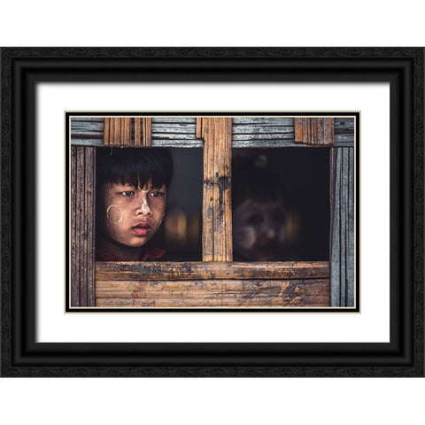 Look Through The Window Black Ornate Wood Framed Art Print with Double Matting by Tagliarino, Marco