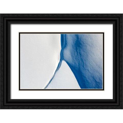 White And Blue Black Ornate Wood Framed Art Print with Double Matting by Xu, Mei