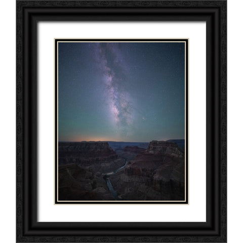 Grand Canyon and Milky Way Black Ornate Wood Framed Art Print with Double Matting by Wei, Willa