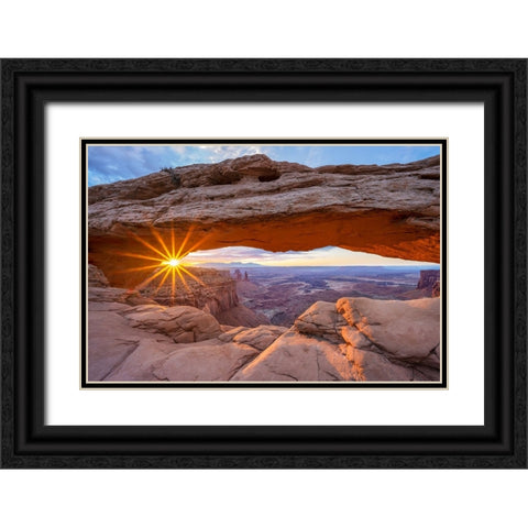 Sunrise at Mesa Arch - Canyonland National Park Black Ornate Wood Framed Art Print with Double Matting by Uthaiah, Dheeraj