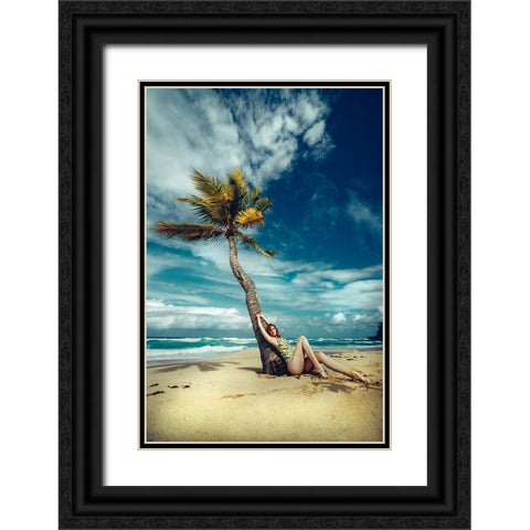All I need is a palm tree and a cool breeze Black Ornate Wood Framed Art Print with Double Matting by Bolgov (Axe), Ruslan