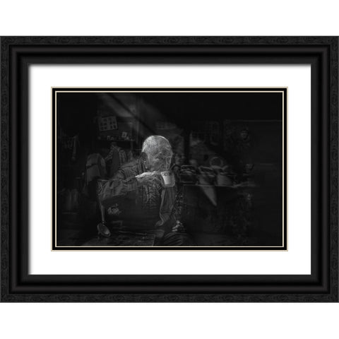 Tea Time Black Ornate Wood Framed Art Print with Double Matting by Zeng, Jiahong