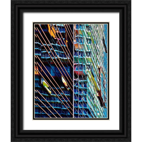 Reflections in glass - Ramat Gan Black Ornate Wood Framed Art Print with Double Matting by Orbach, Arnon