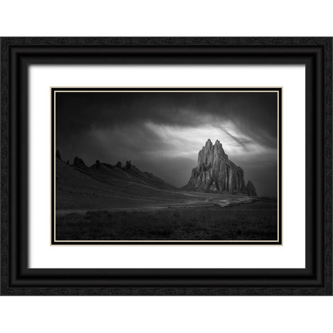 Ship Rock Black Ornate Wood Framed Art Print with Double Matting by Ji, Shirley