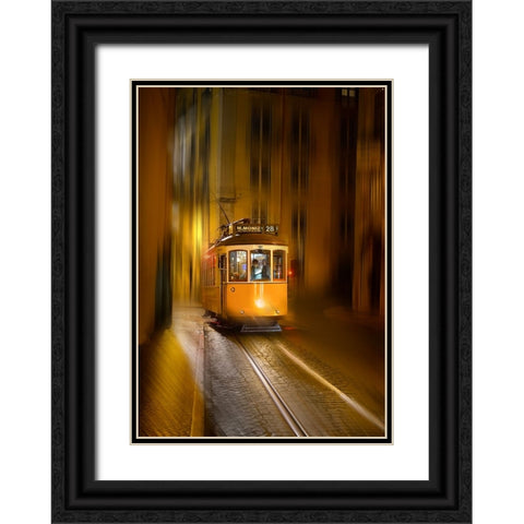 TRAM 28 at Night III Black Ornate Wood Framed Art Print with Double Matting by Zeng, Kenneth