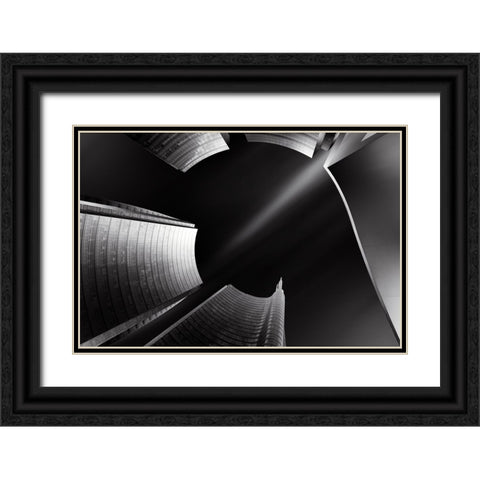 Metal Milan Downtown Black Ornate Wood Framed Art Print with Double Matting by Parejo, Jose