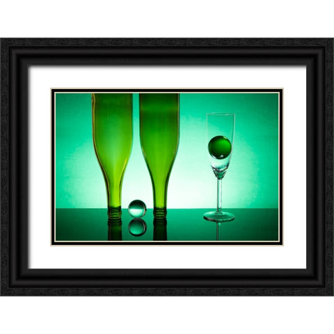 Green Glass 13 Black Ornate Wood Framed Art Print with Double Matting by Yakubovitch, Azriel