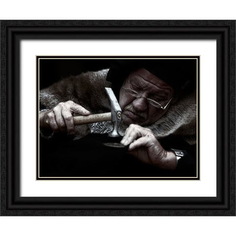 The Old Craftsman Black Ornate Wood Framed Art Print with Double Matting by Groth, Martin