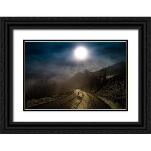Mountain Road Black Ornate Wood Framed Art Print with Double Matting by Baudot, Christophe