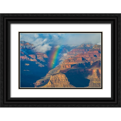 Rainbow Over Grand Canyon Black Ornate Wood Framed Art Print with Double Matting by Xu, Kevin