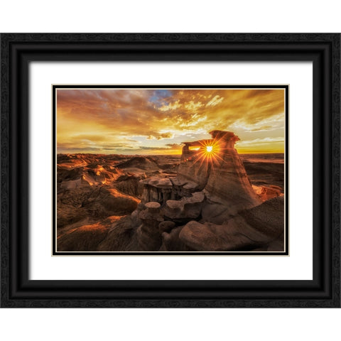Bisti Badlands at Sunset Black Ornate Wood Framed Art Print with Double Matting by Z, Leechee