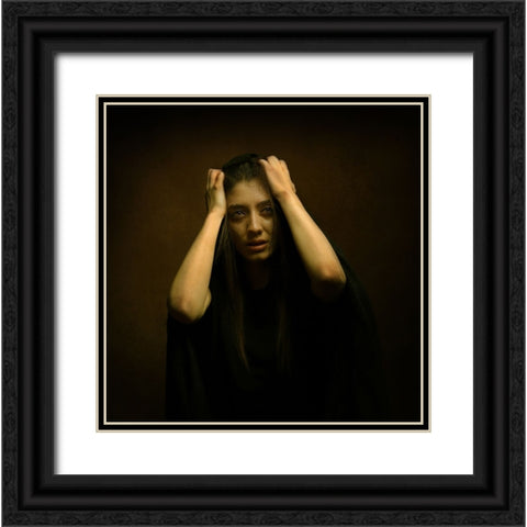 Persian Girl Black Ornate Wood Framed Art Print with Double Matting by Hasheminasab, Moein