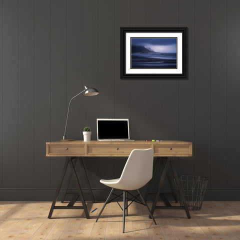 Beach Black Ornate Wood Framed Art Print with Double Matting by Li, Yongnan