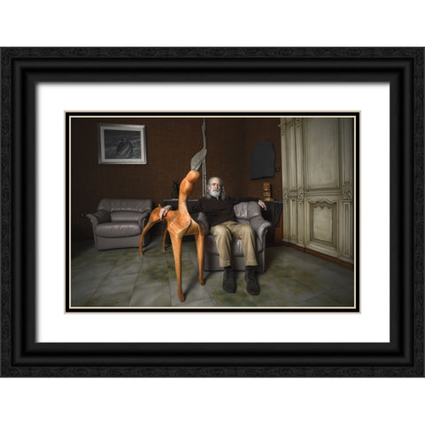 Il Levriero Black Ornate Wood Framed Art Print with Double Matting by Guerra, Pasquale