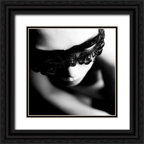 Face Black Ornate Wood Framed Art Print with Double Matting by Kondo, Masami