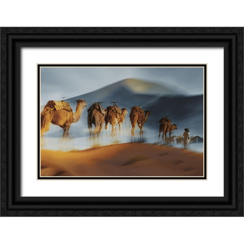 Caravane Black Ornate Wood Framed Art Print with Double Matting by Halperin, Gabrielle