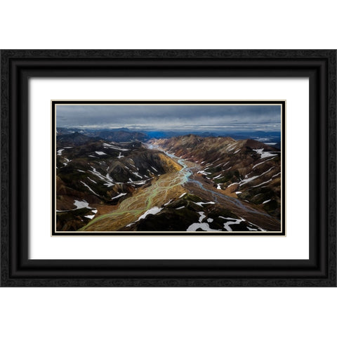 Iceland RIVer To Black Ornate Wood Framed Art Print with Double Matting by Bian, James