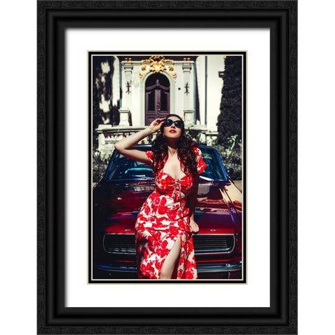 Riding the Mustang Black Ornate Wood Framed Art Print with Double Matting by Bolgov (Axe), Ruslan