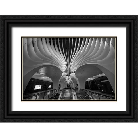 The Curves And Lighting Black Ornate Wood Framed Art Print with Double Matting by Ren Rong, Raymond