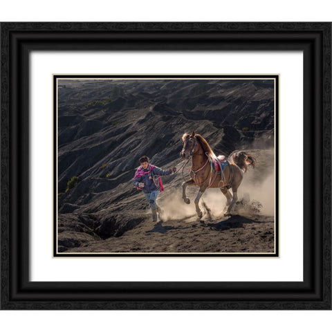 Run Black Ornate Wood Framed Art Print with Double Matting by Mikael, Fira