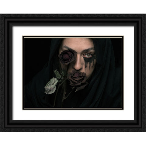 Silence Black Ornate Wood Framed Art Print with Double Matting by Nour Mohahammadi, Roya