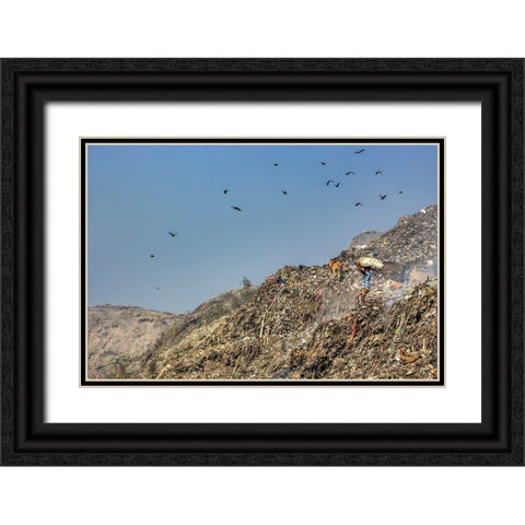 Child Hard Work Black Ornate Wood Framed Art Print with Double Matting by Amdad Hossain, Muhammad