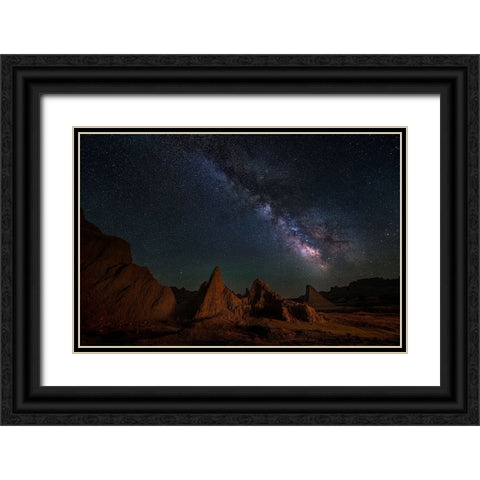 Night Sky Of Badlands Black Ornate Wood Framed Art Print with Double Matting by P., Ruiqing