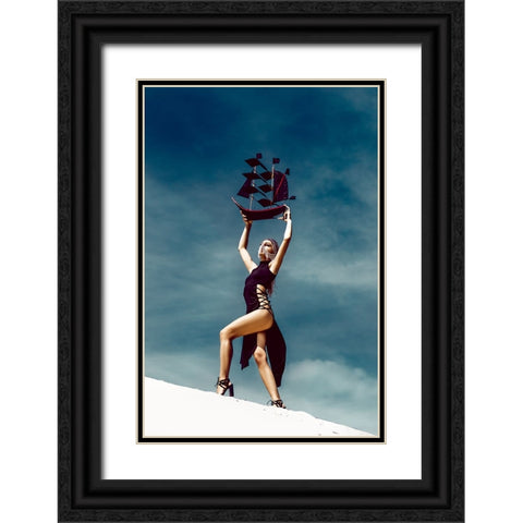 IM Standing In The Desert-Waiting For My Ship To Come In Black Ornate Wood Framed Art Print with Double Matting by Bolgov (Axe), Ruslan