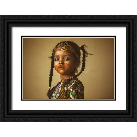 Look At A Girl Black Ornate Wood Framed Art Print with Double Matting by Al Maashari, Ziyad