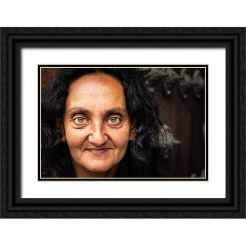 Sonrisa En La Adversidad Black Ornate Wood Framed Art Print with Double Matting by Cesar Bioque, Sergio