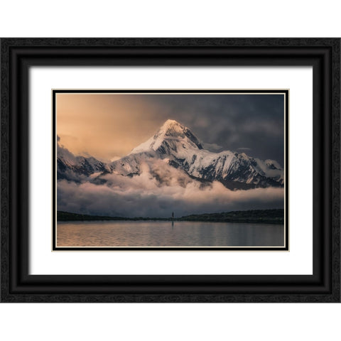 Accept The Baptism Of Holy Mountain Black Ornate Wood Framed Art Print with Double Matting by Cui, Yuan