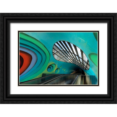 Cheerful Bicycle Cellar Black Ornate Wood Framed Art Print with Double Matting by Van Son, Greetje