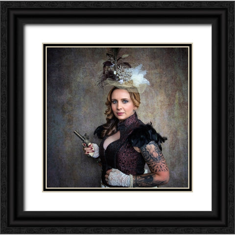 Beware Of The Pretty One Black Ornate Wood Framed Art Print with Double Matting by Springgay, Daniel