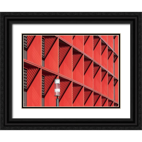 Street Lamp Black Ornate Wood Framed Art Print with Double Matting by Bauer, Andreas