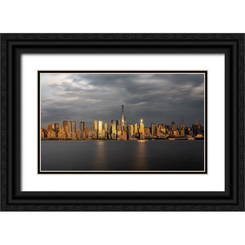 Urban Sunset Black Ornate Wood Framed Art Print with Double Matting by Rong, Herbert