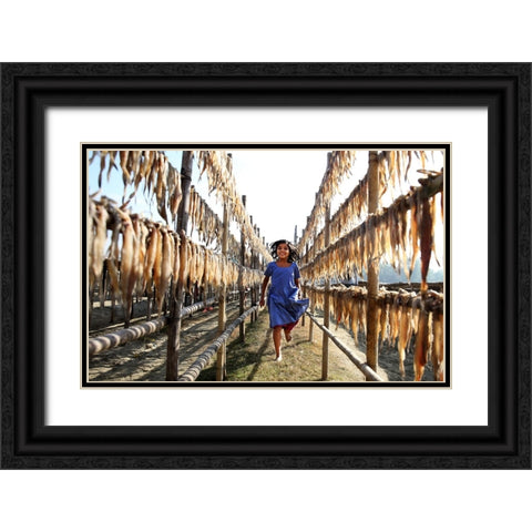 Childhood Black Ornate Wood Framed Art Print with Double Matting by Garik