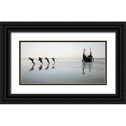 Fishermen - 9 Black Ornate Wood Framed Art Print with Double Matting by Garik