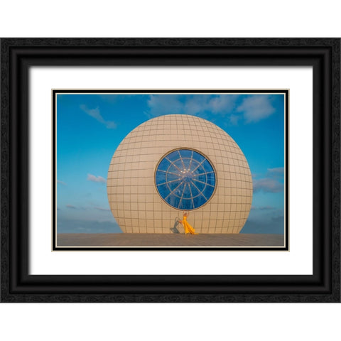 Yellow Black Ornate Wood Framed Art Print with Double Matting by Nitzan, Oshrit