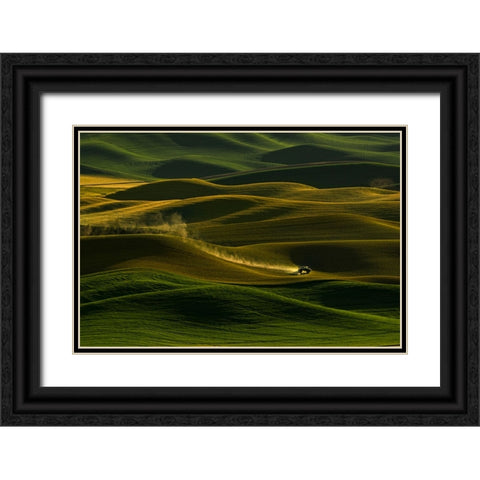 Palouse Wheat Fields Black Ornate Wood Framed Art Print with Double Matting by Dickau, Kristel