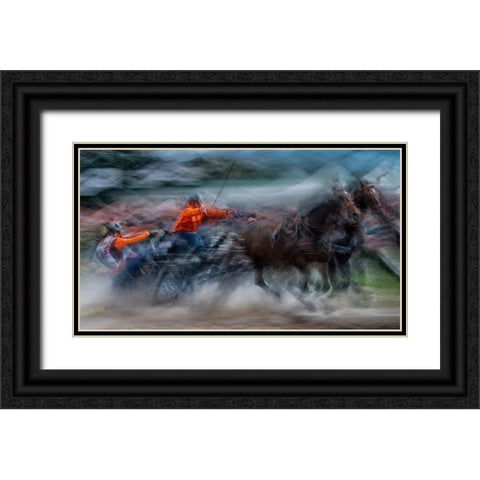 Race 2 Black Ornate Wood Framed Art Print with Double Matting by Malovrh, Milan