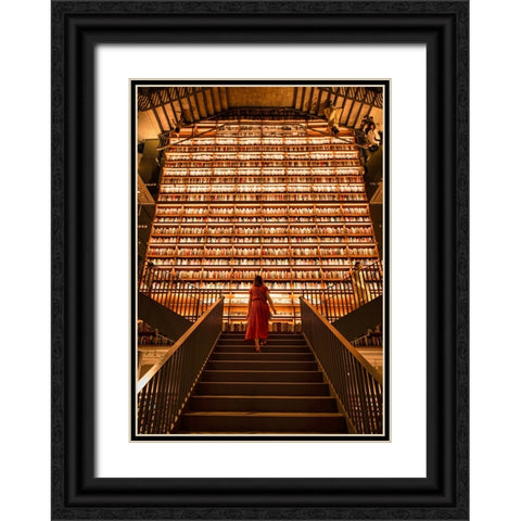 Stairway To Knowledge Black Ornate Wood Framed Art Print with Double Matting by Yoshitaka, Oyama